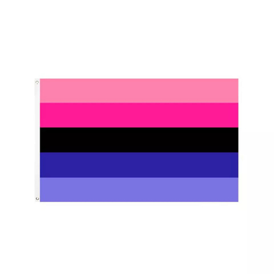 Digital Printing Pelangi Bendera LGBT 3x5Ft 100D Poliester Bendera Kemajuan