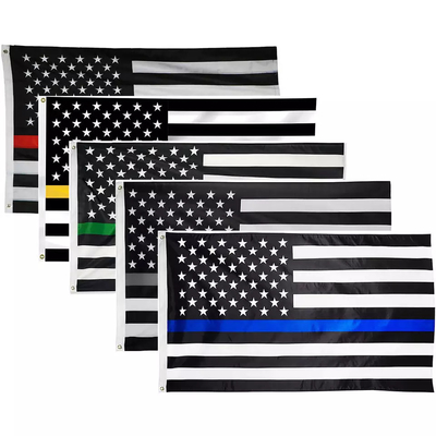 Digital Printing Poliester Bendera Amerika 3X5 Ft Biru Tipis Kuning Merah Hijau Garis Abu-abu Bendera